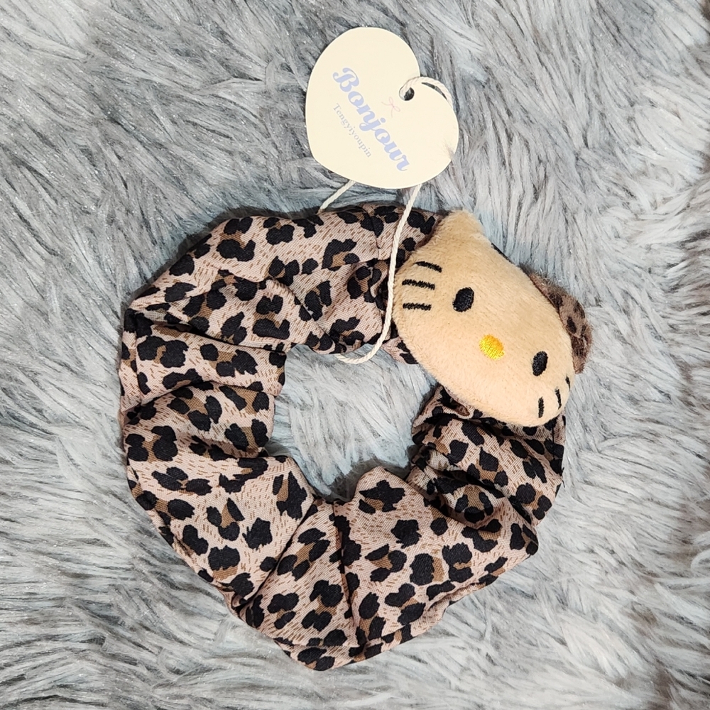 Hello Kitty Leopard Print Scrunchie NWT